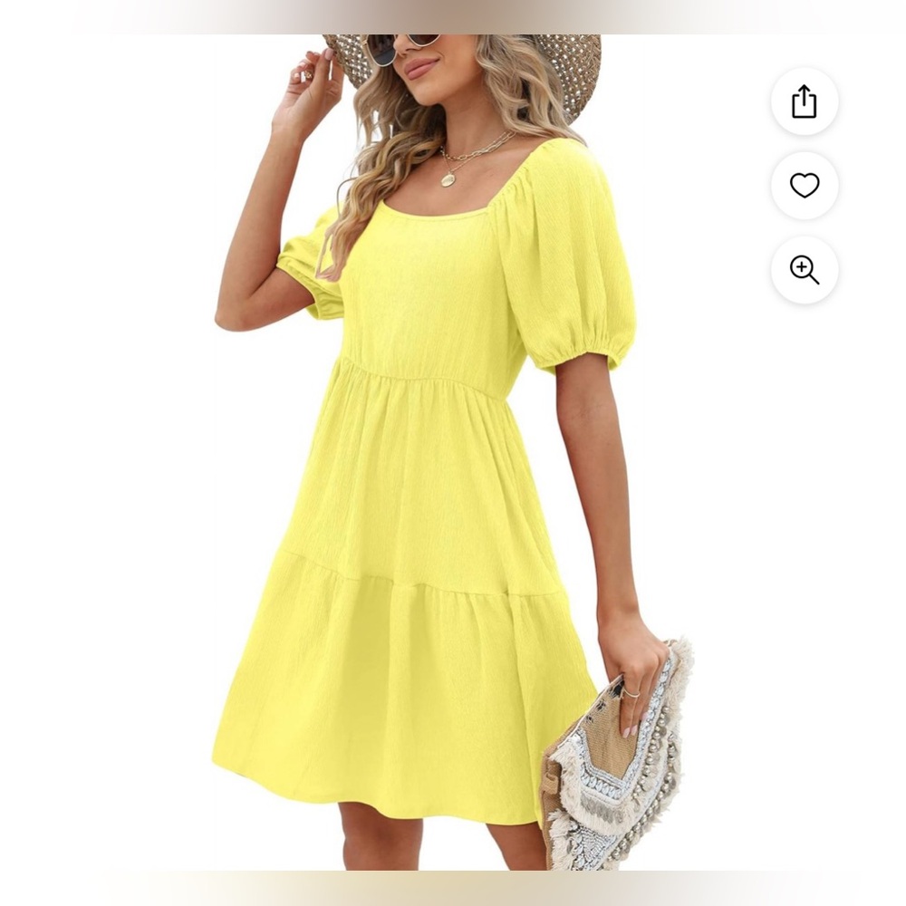 Puff Sleeve Square Neck Dress